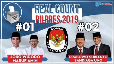 Penetapan Suara Hasil Real Count Pilpres 2019, Jokowi Vs Prabowo Tinggal beberapa hari lagi
