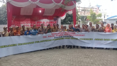 Kapolres Pelabuhan Belawan Bersama Yon Marhalan Lakukan Patroli Dan Deklarasi Cipta Kondusif