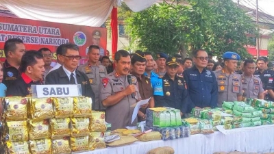 Ditresnarkoba Polda Sumut Musnahkan 161.505 Gram Sabu,146.742 Gram Daun Ganja