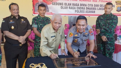 Kapolres Bersama Forkopimda Kabupaten Asahan Resmikan Gedung Olahraga Divia Cita Dan Gelanggang Olahraga Endra Dharmalaksana Polres Asahan