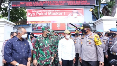 Operasi Yustisi Ditinjau Kapolda Sumut Bersama Gubsu dan Pangdam I/BB di Sepurar Lapangan Merdeka Medan