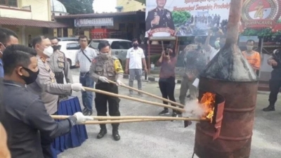 Program Kerja 100 Hari Kapolres Siantar, Musnahkan Narkoba hasil Tangkapan Agustus dan Oktober 2020