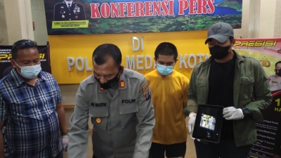 Reskrim Polsek Medan Kota Amankan Pelaku Meludahi Petugas PLN
