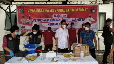 Direktorat Narkoba Polda Sumut Musnahkan Barang Bukti Narkotika
