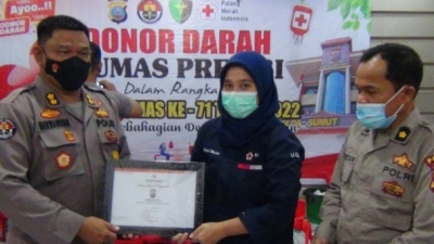 Ultah Humas ke 71, Dilakukan Donor Darah Oleh, Kabid Humas Polda Sumut