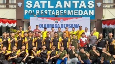 Ultah ke-68 Satlantas Polrestabes Medan Gelar Olahraga Bersama Tumbuhkan Semangat Tugas Personel