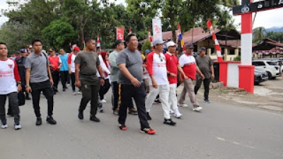 Kapolres Padang Lawas Menghadiri Gerak Jalan Santai Dalam Rangka Menyambut HUT RI Ke -79