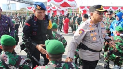 Upacara Purna Tugas Satgas Pamtas Kewilayahan Yonif 125/Smb TA 2024 di Dermaga 103 Belawan