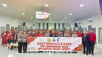 Ditlantas Polda Sumut Hadir Bersama Jemaat Gereja GBI Home Tanjung Morawa