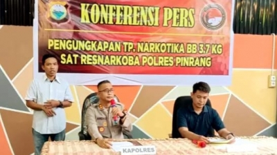 Satnarkoba Polres Pinrang Gagalkan Penyeludupan Sabu 3,7 Kg Ditangkap Dari Seorang Warga Asal Parepare