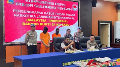 Polda Sulteng Kota Palu Gagalkan Peredaran 24 Kg Sabu..dan Amankan 3 Pelaku