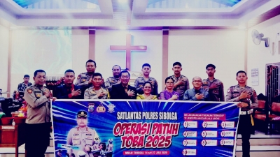 Sampaikan Pesan Kamtibmas dan Sosialisasi Call Center 110 Polres Sibolga, di Gereja GPI Sibolga