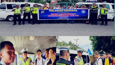 Sambut HUT ke 70 Satlantas Polres Sibolga Menyapa Bus Sekolah, Edukasi Keselamatan dan Bagikan Snack Sama Pelajar