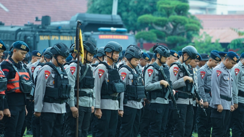 Keamanan Personel Brimob Sumut Ikuti Apel Kesiapsiagaan