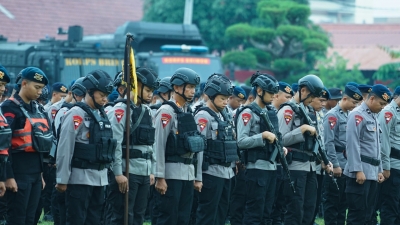 Keamanan Personel Brimob Sumut Ikuti Apel Kesiapsiagaan