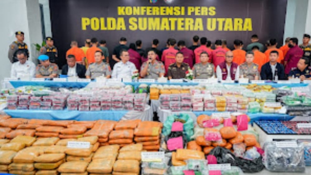 Ungkap.3.865 Kasus Narkoba, Polda Sumut Dalam Enam Bulan, Sita 5,3 Ton Barang Bukti